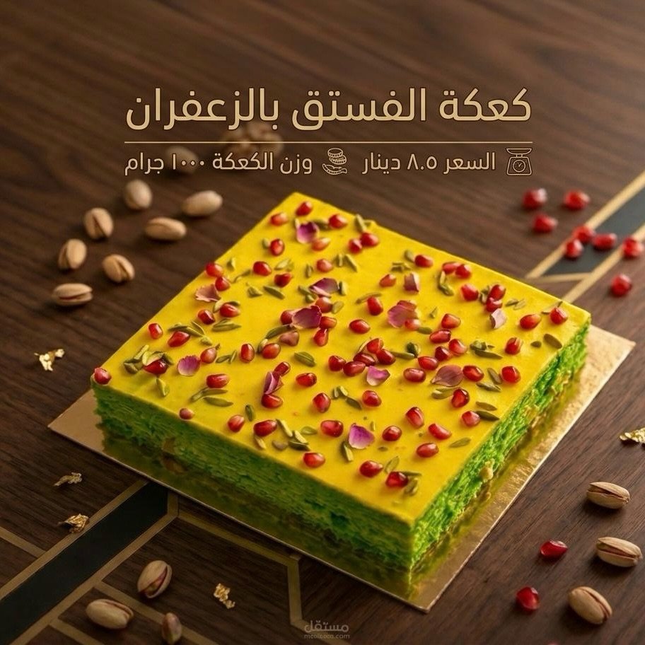 كعكة الفستق بالزعفران